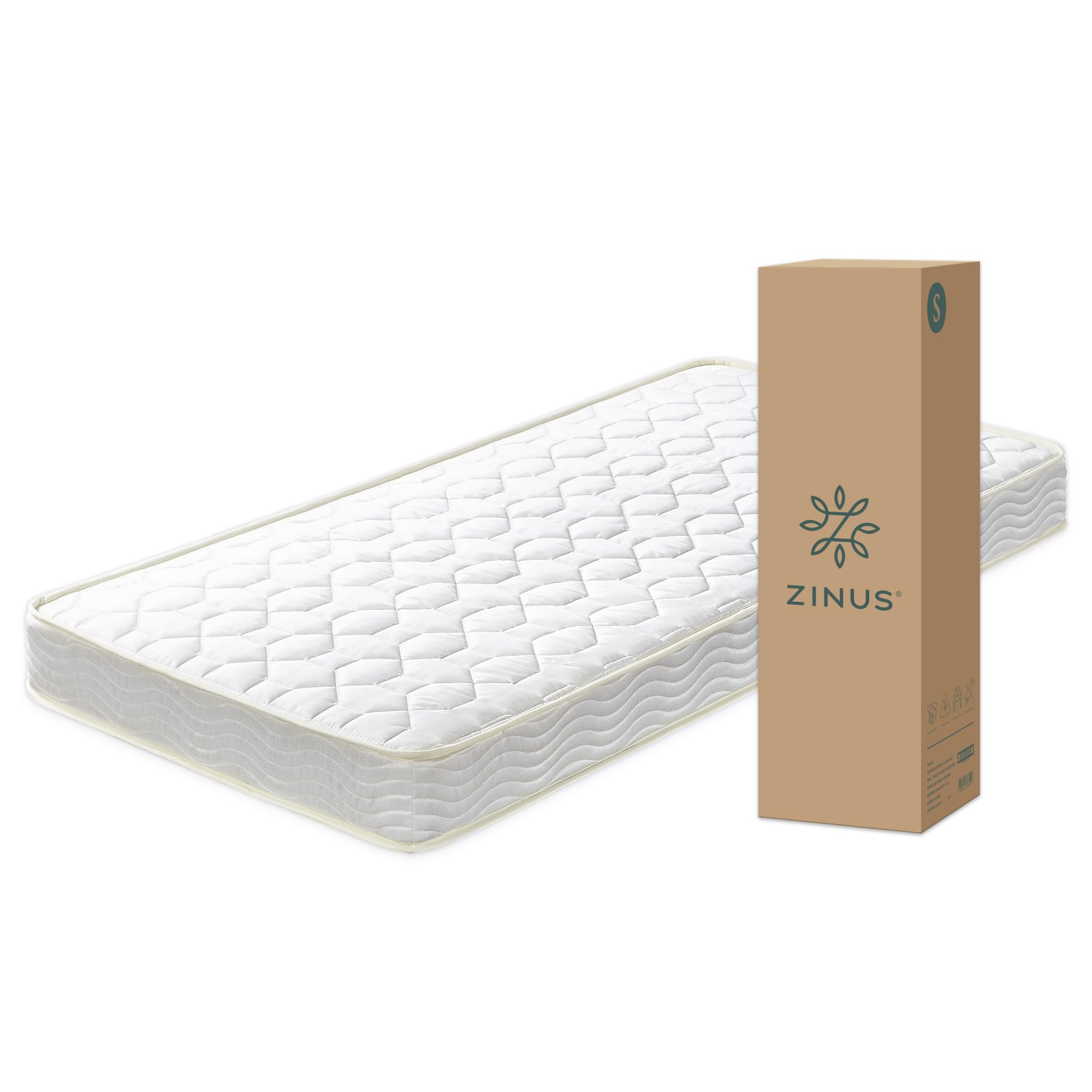 ZINUS TightTop マットレス ボンネルコイル 15cm ホワイト シングル コイル数225個 寝返り簡単 やや硬め 高耐久 | 圧縮梱包 ベッド ジヌス | BNSMN-6
