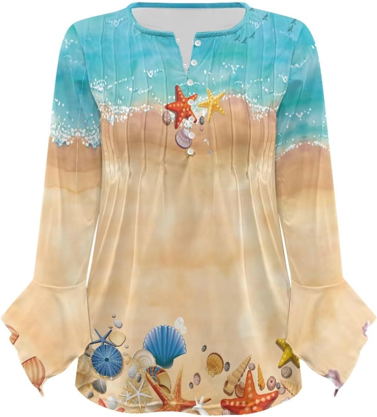 Women's Long Sleeve Button Down T-Shirt Athletic Blouse Breathable Slim Dressy Plus Size Top - Image 4