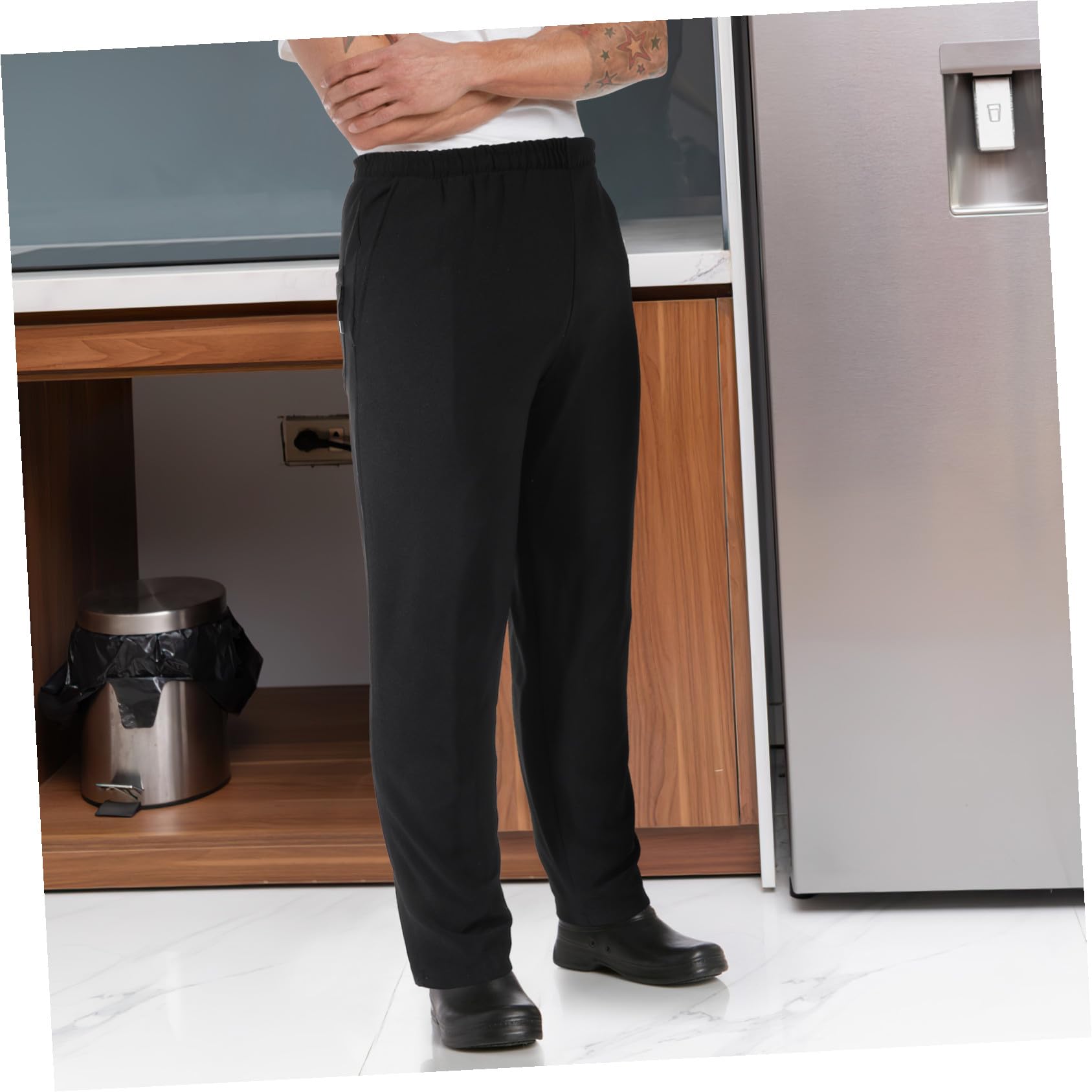 Pantaloni da Chef Traspiranti Nero per Ristoranti e Cucine Professionali Facili da Lavare e Resistenti all Olio