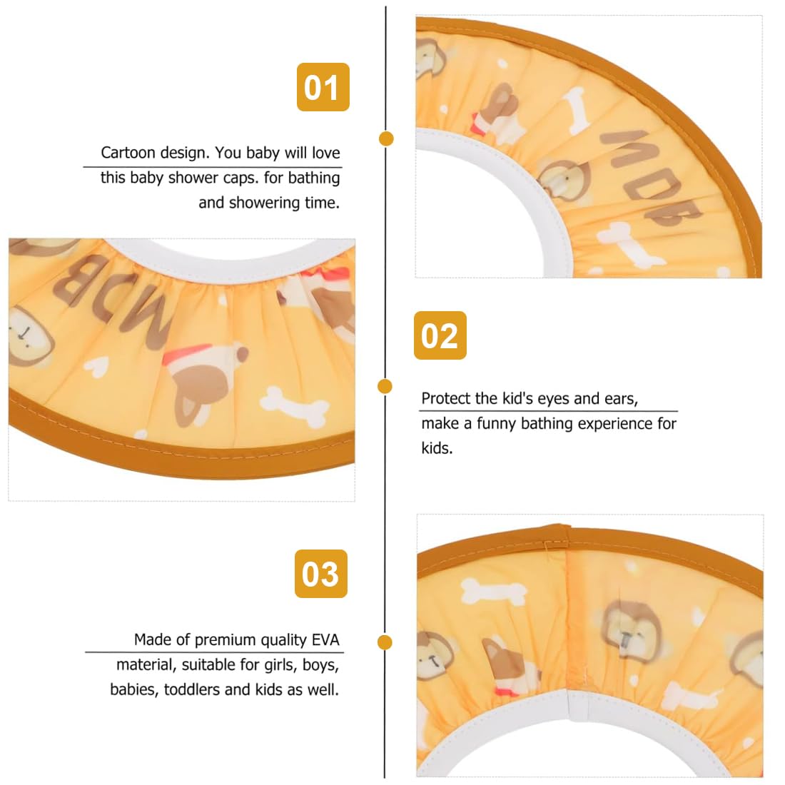 Chapeau Douche Réglable, Bonnet Souple Imperméable pour Enfants, Shampooing avec Visière Bain et Protection Oreille, Rince Tête, les Yeux (Diamètre intérieur: 10 cm, extérieur: 30 cm)