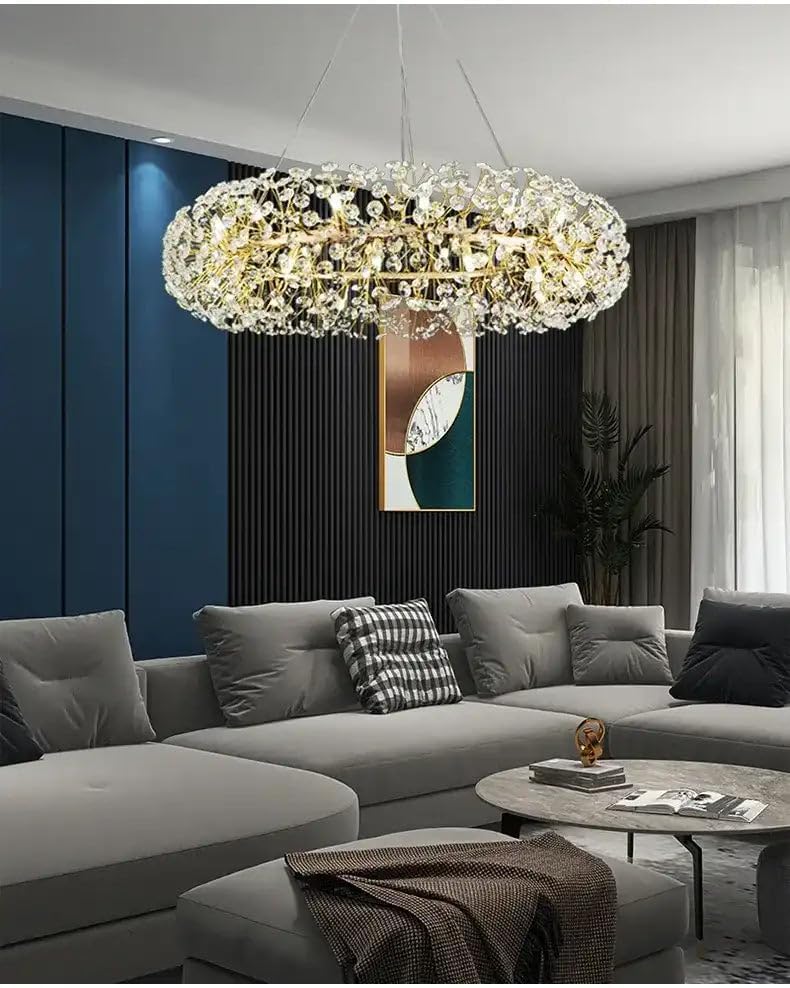 Image of Modern Tree Branches Chandeliers Gold Luxury Round Raindrop Pendant Light Fixture Tassel Ceiling Hanging Light for Dining Room Bedroom Living Room Entryway (ADW-Tree branches-800MM)