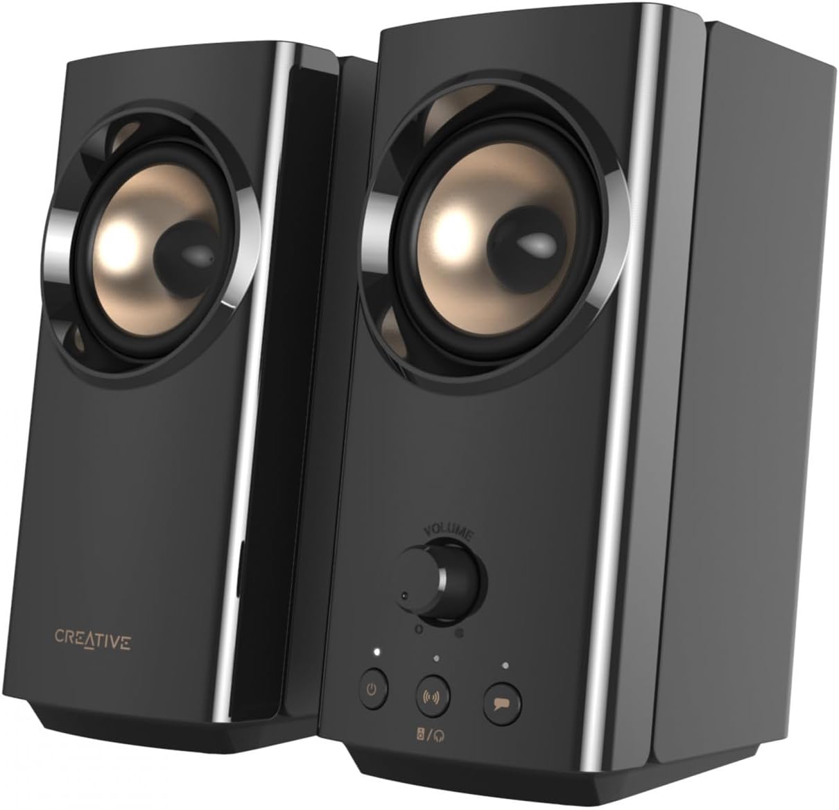 T60 2.0 Compact Hi-Fi Desktop Speakers with Clear Dialog and Surround by Sound Blaster, SmartComms Kit, USB-C Audio, Mic and Headset Ports, Bluetooth 5.0