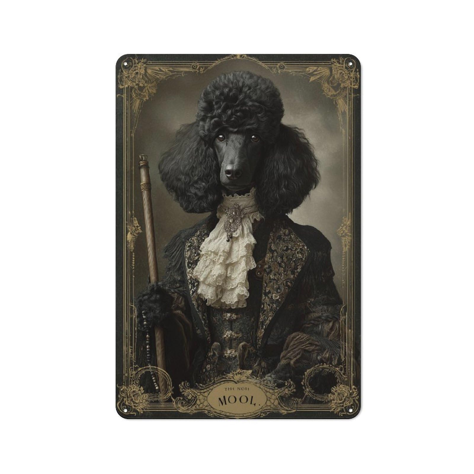 Junmoney Regal Poodle Portrait Artwork Tin Wall Plaque 30X20cm With For Café Or Restaurant, Suited To Restaurant Decor Fans