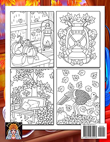 100 Easy Autumn Adult Coloring Book: Easy Coloring Book for Adult Relaxation Featuring Relaxing Autu