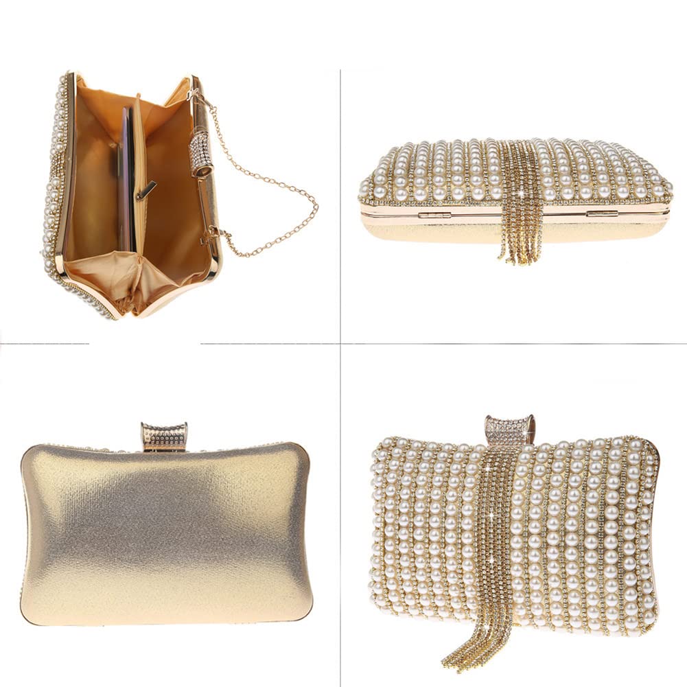 Clutch damska torebka wieczorowa z cekinami, torebka z perłami, stras, frędzle, mała torba na ramię, elegancka, modna, na wesele, przyjęcie koktajlowe, imprezę taneczną, urodziny
