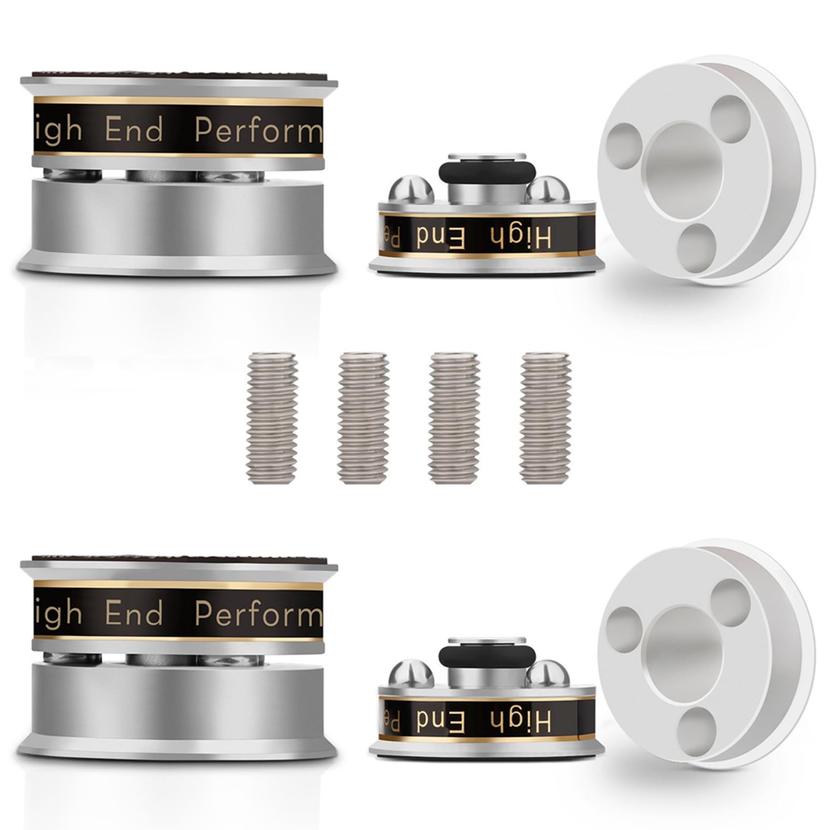 8X HiFi Audio Stojak na Głośnik Podnóżek Amortyzator Przeciwwstrząsowy Kolce Nóżki Izolacyjne do Głośnika Przedwzmacniacza Gramofon Winylowy Srebrny