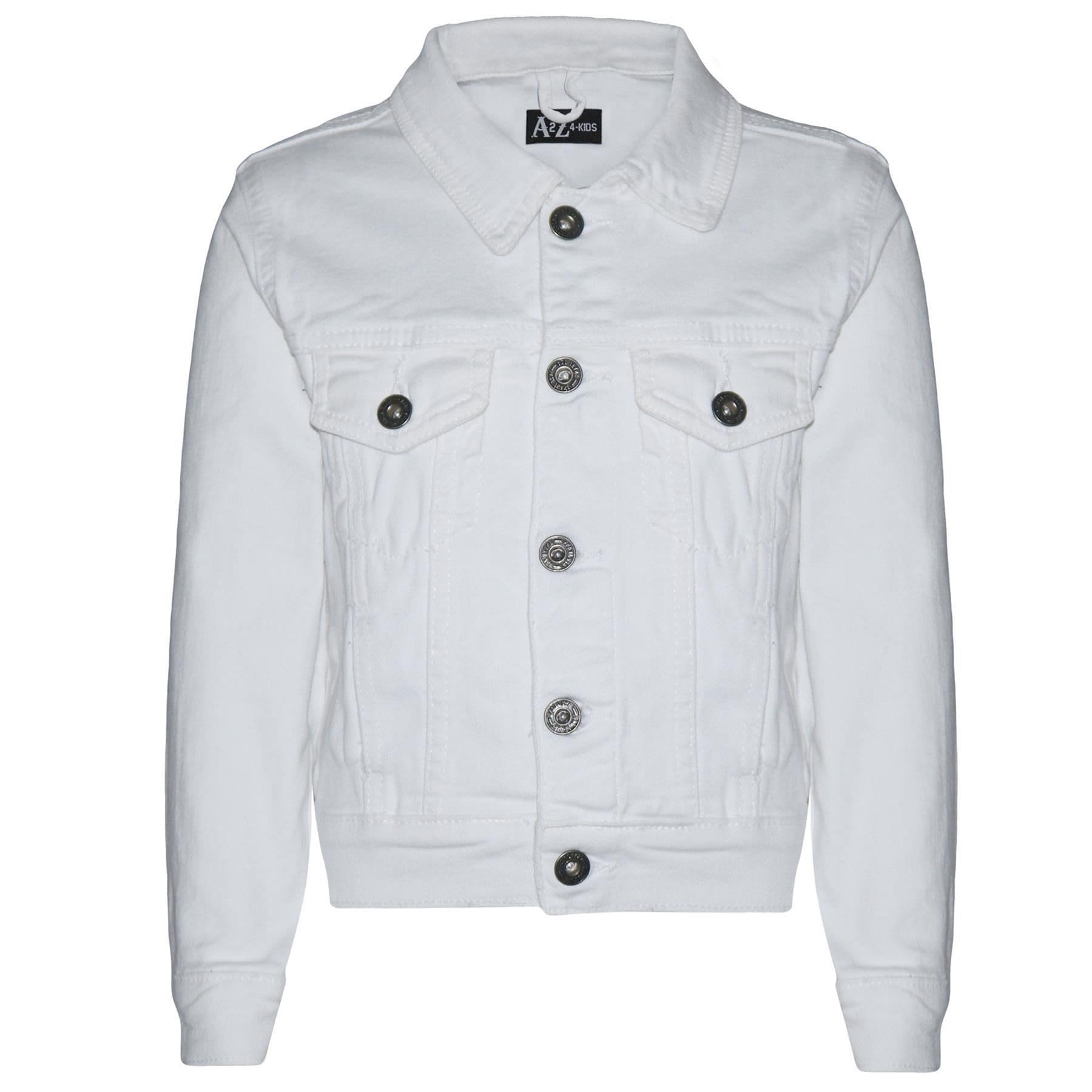 A2z 4 Kids Boys White Denim Jacket Classic Stylish Fashion Coat For Children Durable Cotton Jeans - Denim Jacket J11 3-4