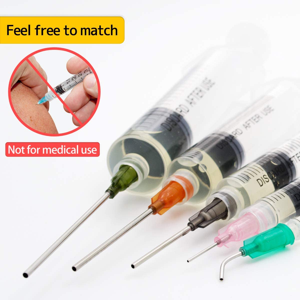 Set 25 Siringhe Con Aghi Smussati - 1ml, 3ml, 5ml, 10ml, 20ml + Aghi 14G-23G E Tappi - Per Uso Industriale E Fai Da Te