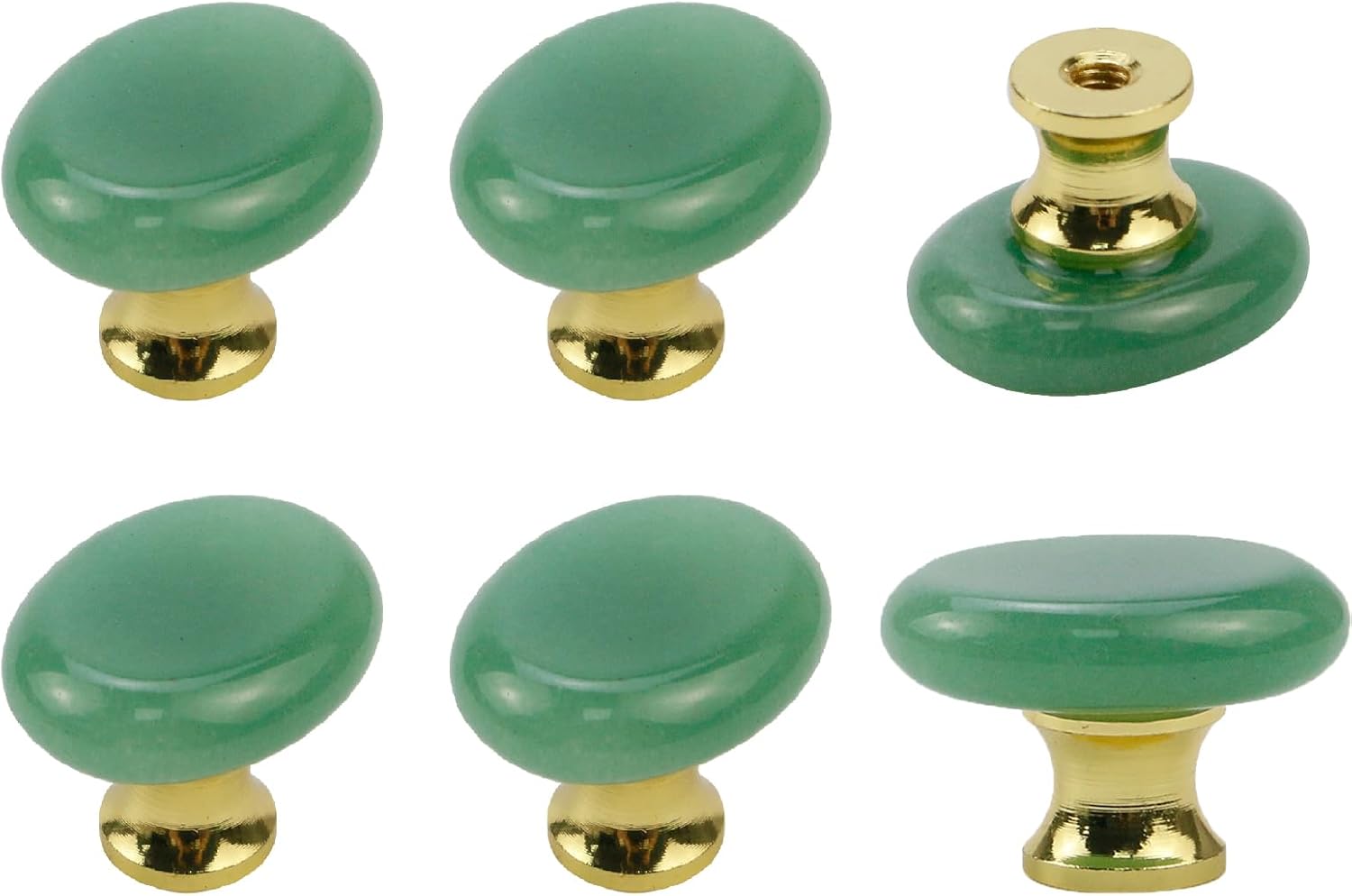 Geesatis 6 Pcs Green Knobs Crystal Glass Pull Handles Drawer Door Knob Vintage
