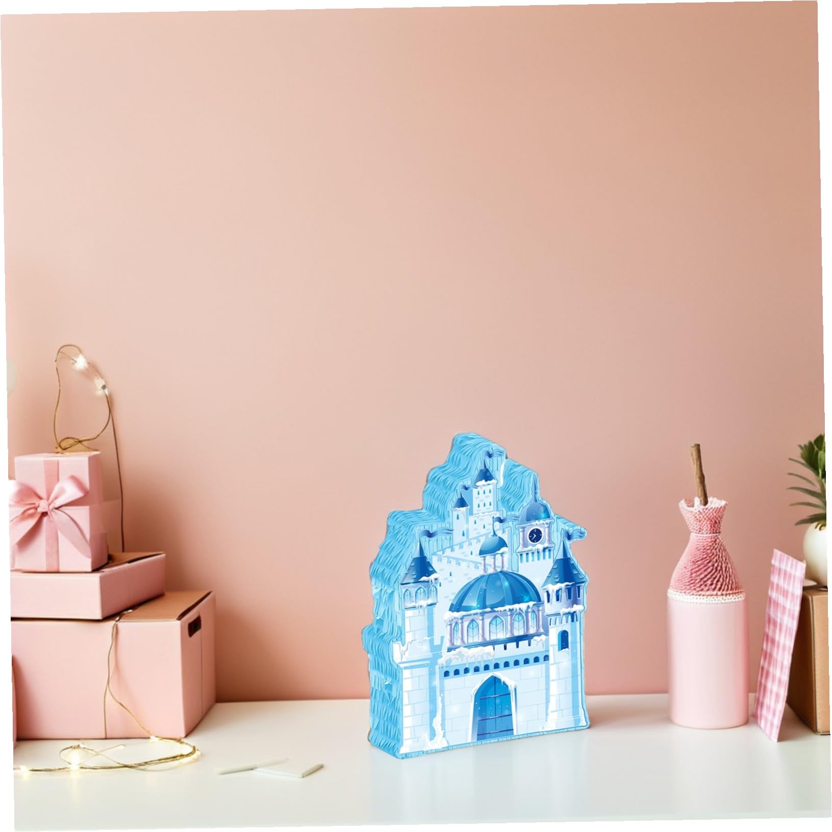 BESTonZON Weihnachts Piñata Schloss aus Papier mit Augenabdeckung und Stab Einfach Aufzuhängen Lebendige Winterdekoration für Kindergeburtstag und Schulfeiern