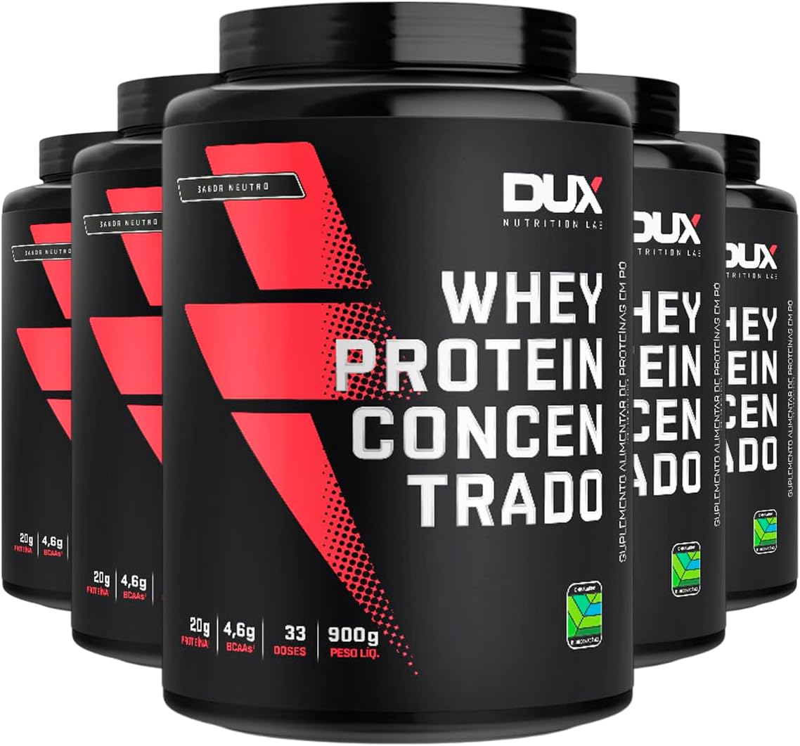 Kit 5 Whey Protein Concentrado Dux Sabor Neutro 900g