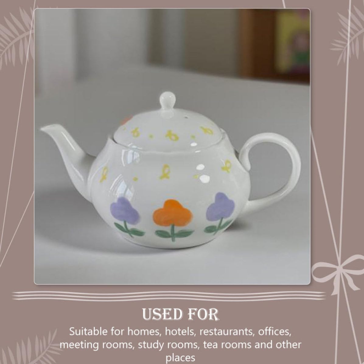 Teiera Giapponese in Ceramica 380ml Bianca Rotonda | Finitura Liscia e Arrotondata, Facile da Pulire, Sensazione Confortevole, per Studio e Ufficio