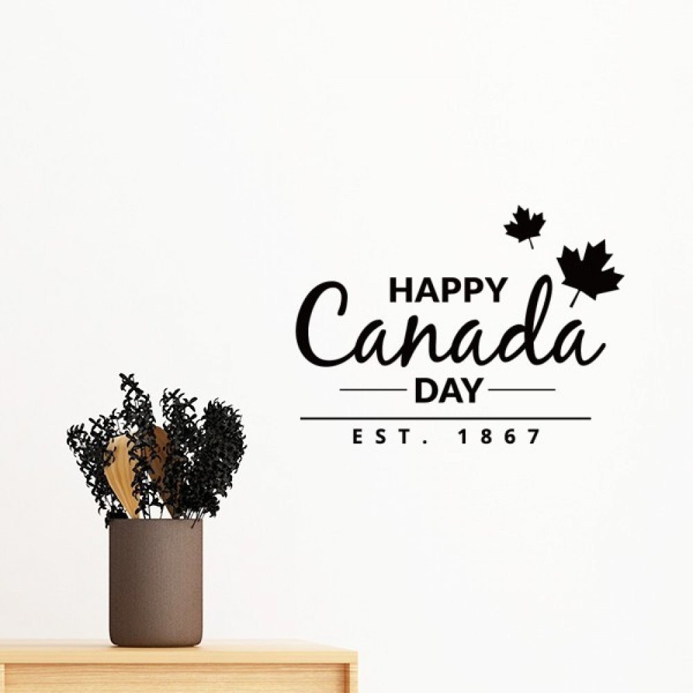 Fête du Canada feuille d'érable sticker mural amovible 4 juillet 30cm