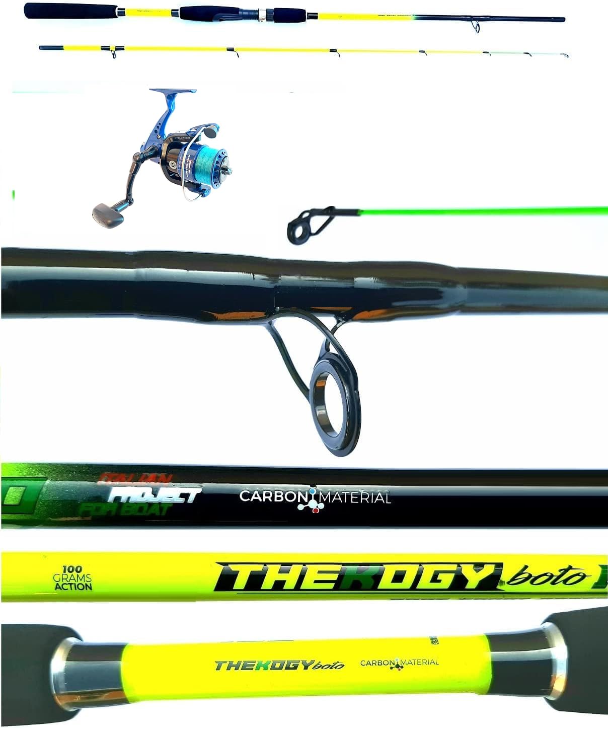 Pescasubito.com Kit Canna Pesca Eging Capture 1.80m + Mulinello Sword Seppia Calamaro Barca