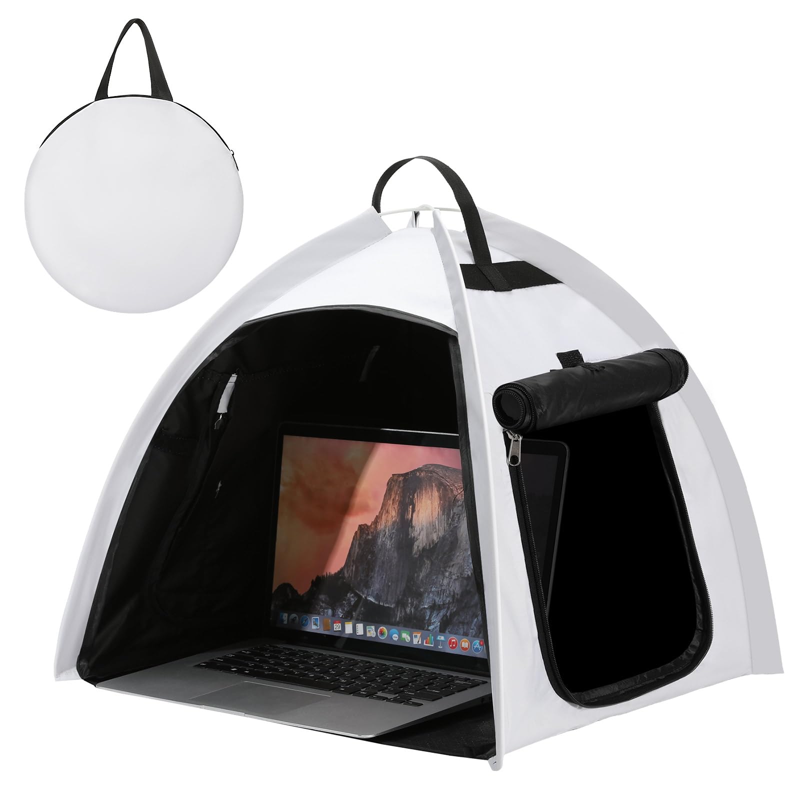 MoKo Laptop Sonnenschutz & Sichtschutz, Tragbare Wasserabweisende Laptop Haube für Outdoor & Reisen, Blendfrei & Blickschutz, Laptops Display Abdeckung für 13–16 Zoll Mac, Surface, Silber Grau