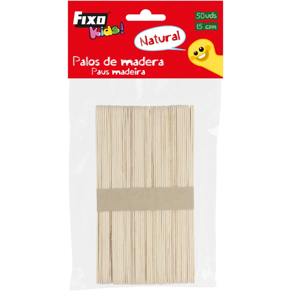grafoplas 68005000 – Pack of 50 Natural Wooden Sticks (15 cm), 1 Unit