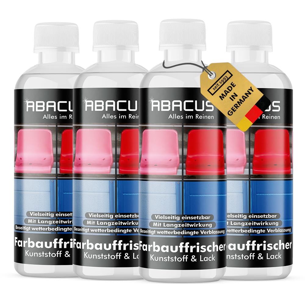ABACUS - Renovador de color, refrescante de color, acondicionador de plástico, cuidado de la pintura, 4 x 300 ml