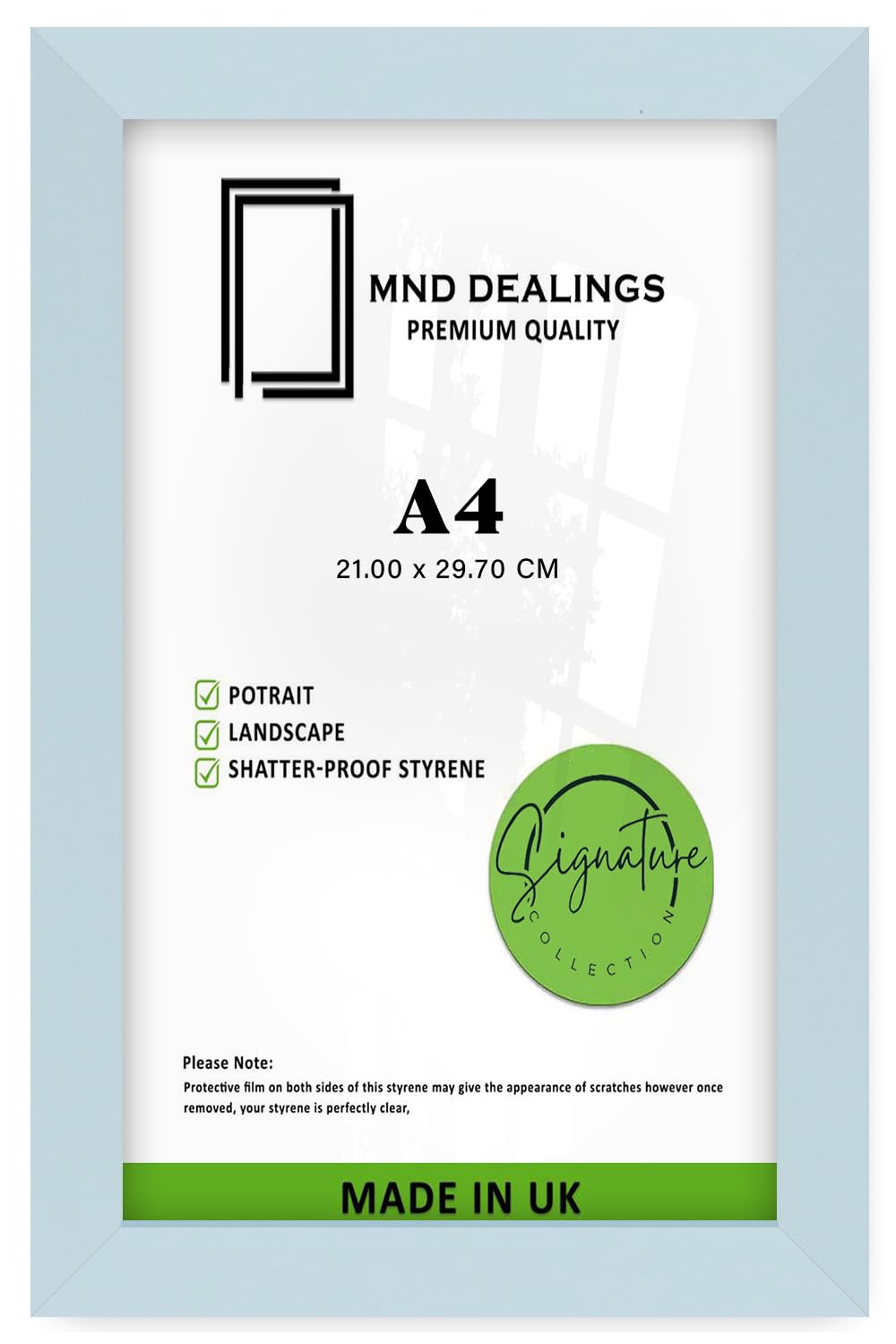 MND Dealings | MDF Poster Frame A4 (21.00 x 29.70 CM) Eton Wood Finish Picture Frame for Art & Home Décor, Modern & Minimalist MDF Frame for Stylish Wall Displays [ Light Grey ]