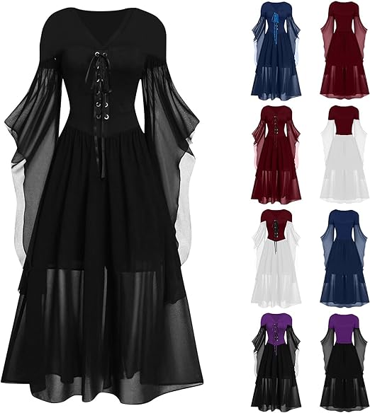 OIOLOYJM Witch Costume Women Sexy Plus Size Renaissance Vampire Gothic Halloween Costumes Woman 2025 Clothes Dresses