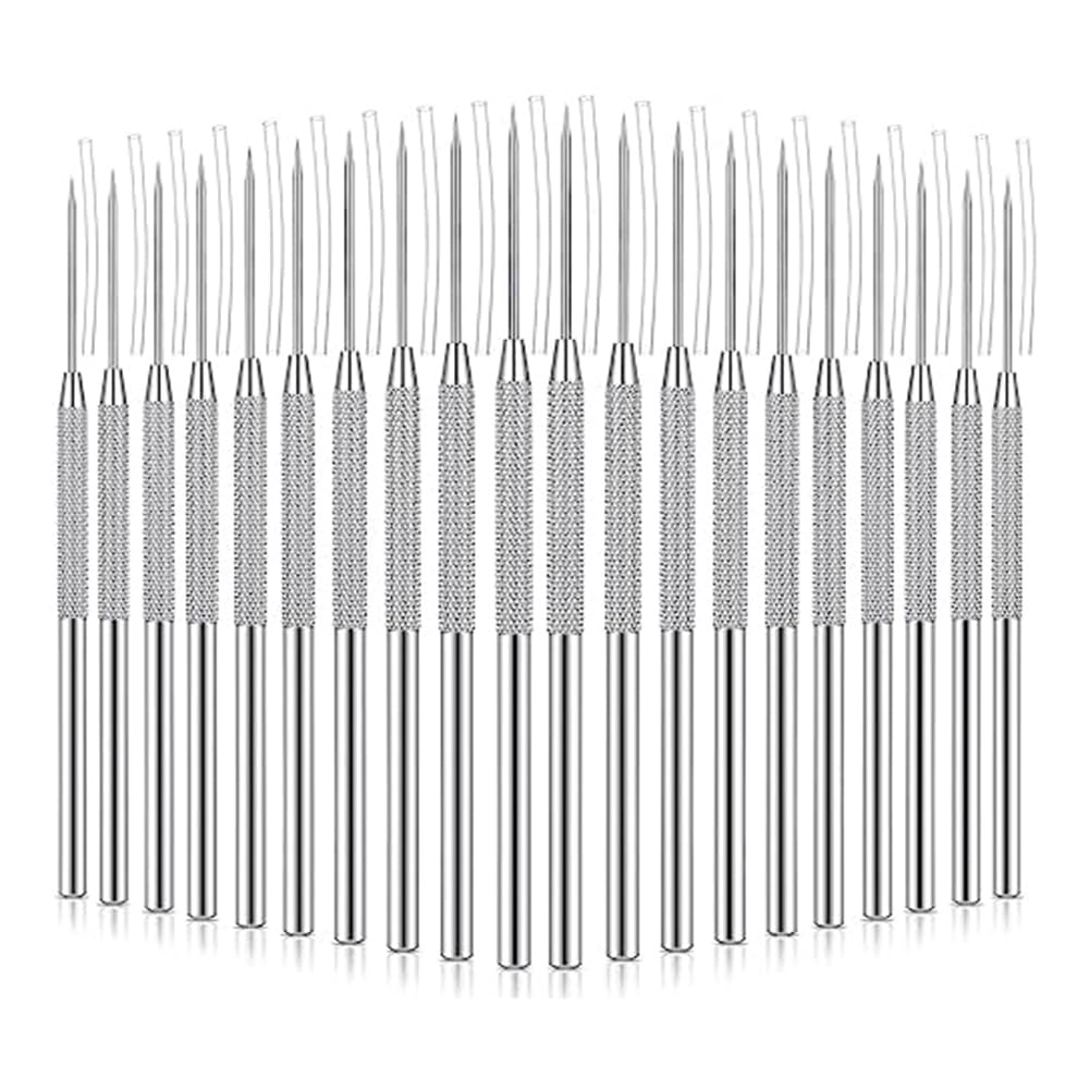 CTRLZS 20 PCS Ceramic Needle Shaped Clay Carving Tool Metal Stainless Steel Clay Needle Polymer Detail Pottery Tool Kit for Carving,Carving