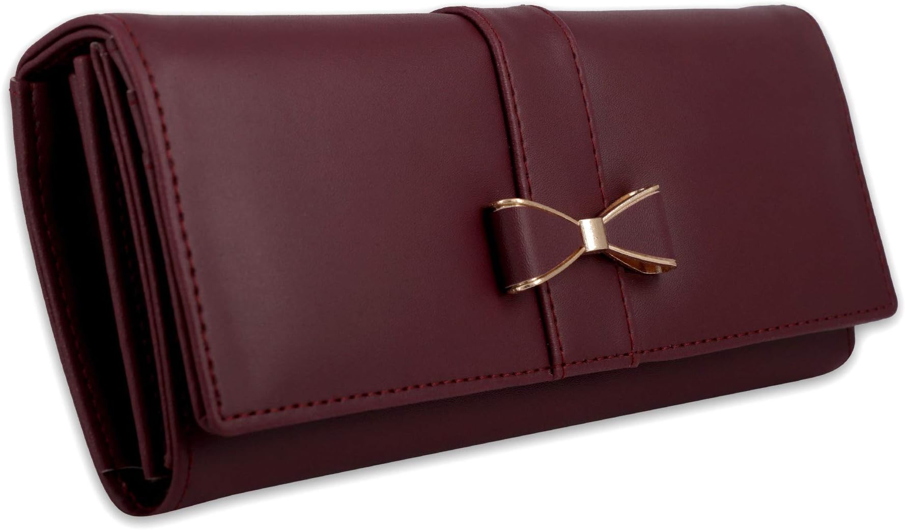 Women's Maroon Faux Leather Hand Wallet Clutch Trendy Ladies Small Wallet | 6 card slots | phone pocket (shd-004mar)