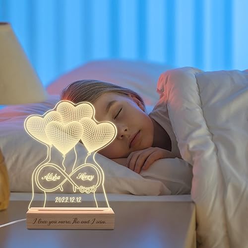 Miniatura 4 de Uoffice5 Lámpara de noche personalizada con base  Lámpara acrílica personalizada para regalo para su aniversario  Regalos del día de San Valentín