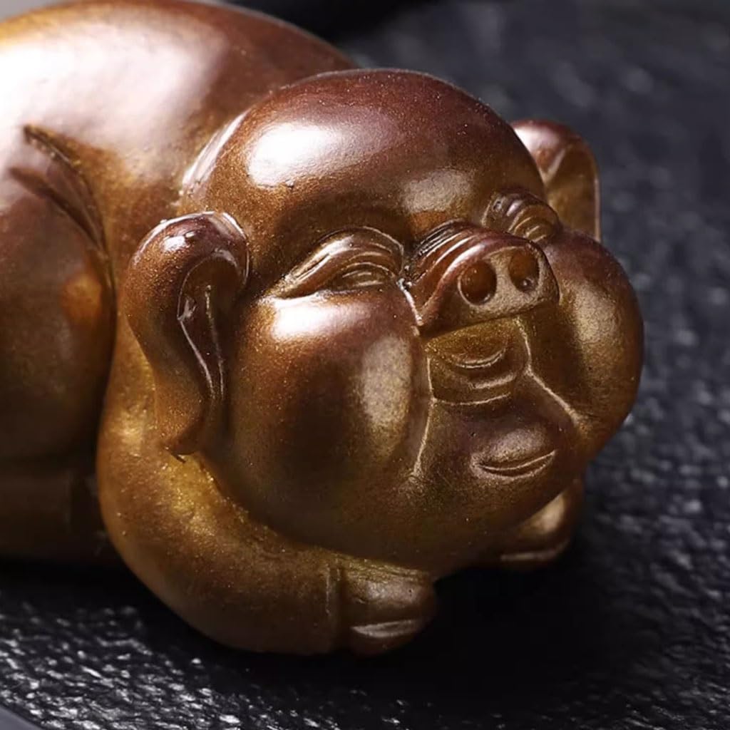 Ręcznie robiona statuetka herbata zwierzę domowe mini zmieniająca kolor świnka herbata ozdoba dla zwierząt domowych herbata zabawa dekoracja zestaw do herbaty Kung Fu akcesoria do stolika