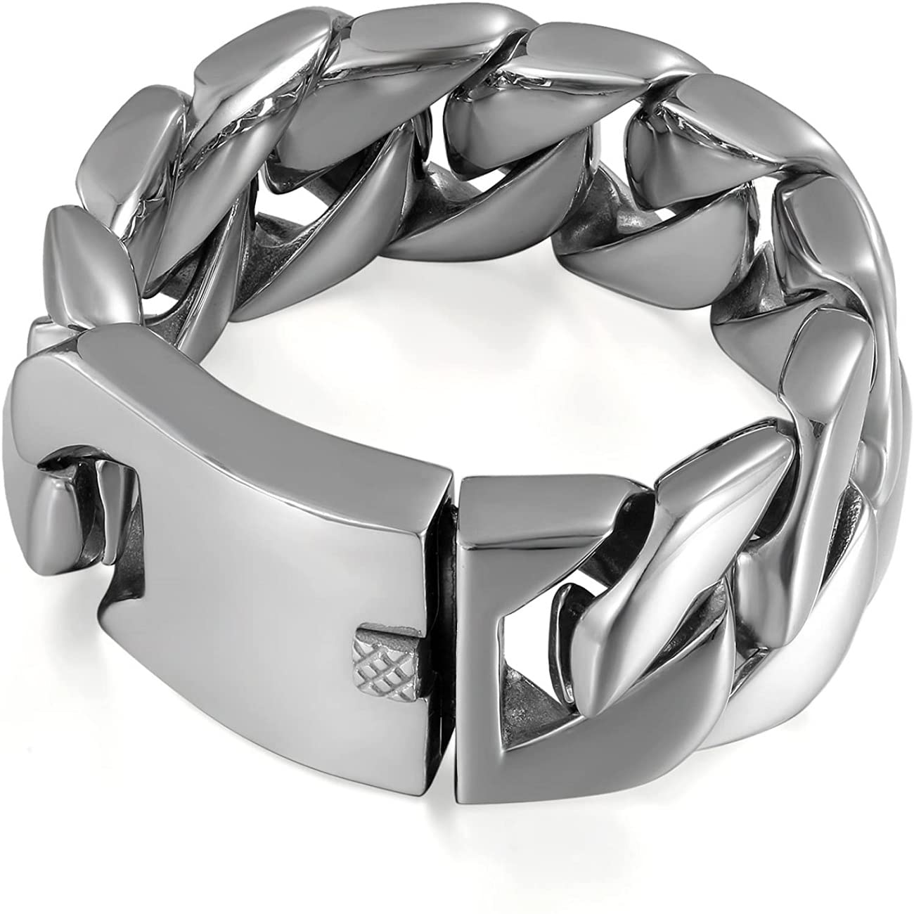 Amazon | JewelryWe 2.4MM 極太 メンズ ブレスレット ゴシック 腕輪 