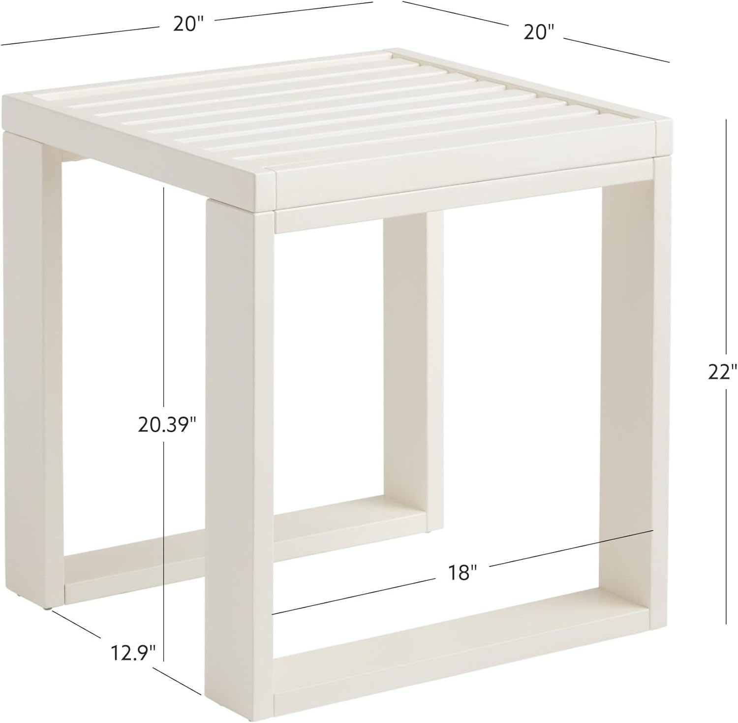 Linon Jakki White Solid Wood Outdoor Slat Top Side Accent Table
