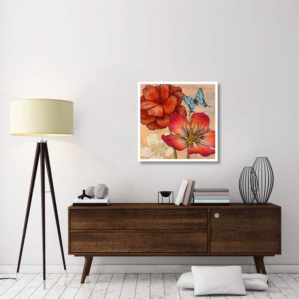 Oeuvres Italia Fleurs et Papillons (détail)-Papier Art-32"x32"