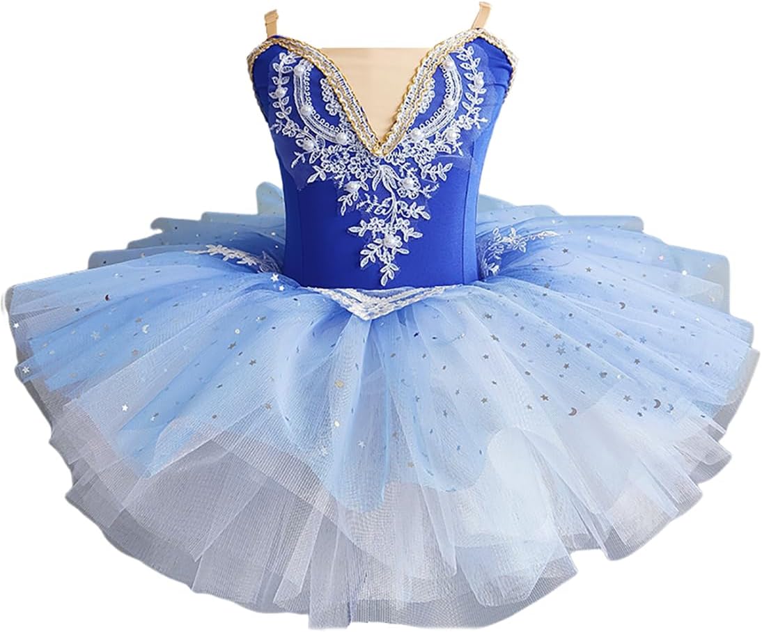 Girls Professional Ballerina Ballet Tutu, Leotards Ballet Layered Tulle Skirt, New Pancake Dress Ballet Dance Costumes