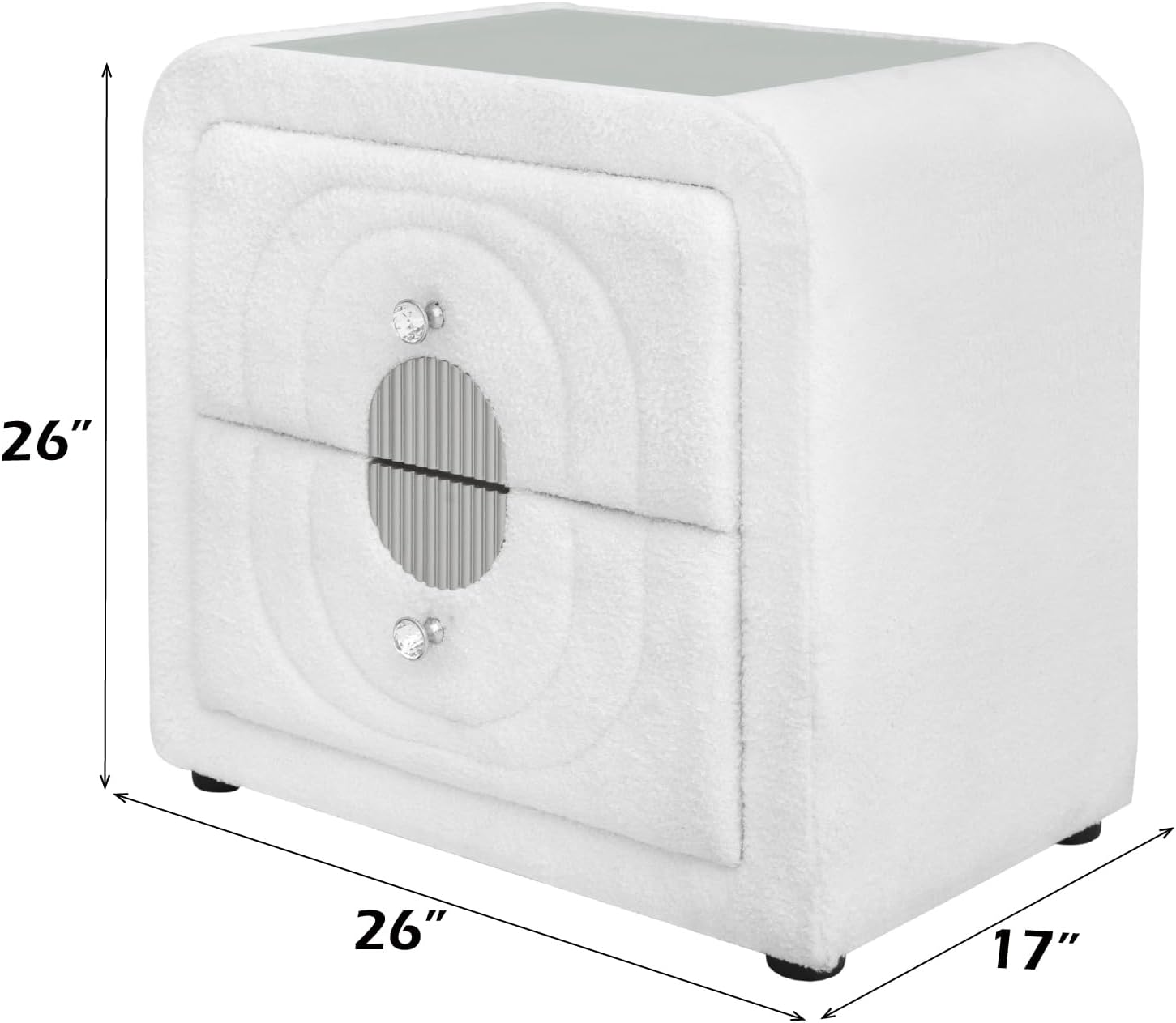 Acme Shelyn Nightstand in White Teddy Sherpa & Chrome