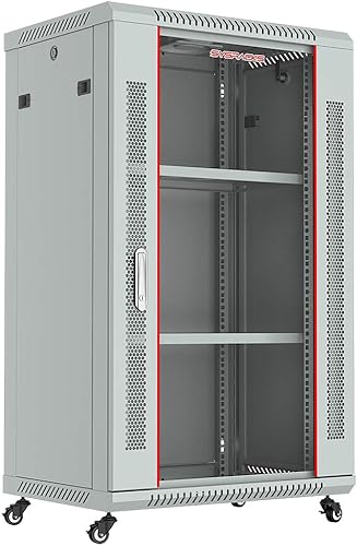 Gabinete de datos de red - Soporte en rack de 18U - Estante de TI de montaje en pared - Bloqueo - Estante de servidores - Estante de datos de 24