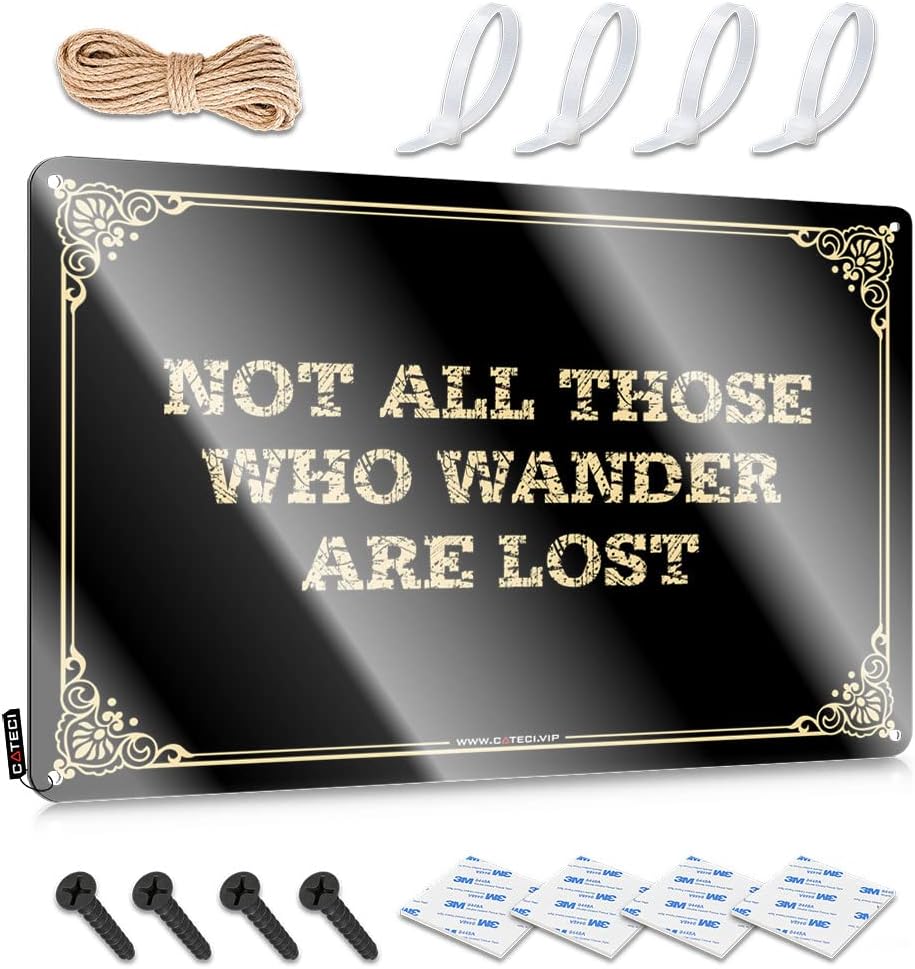 Farmstand Decor Metal Sign Funny Cowboy Bathroom Decor Metal Wall Decor : Halloween Decoration Caution Indoor & Outdoor/Funny Wall Decor For Women | Not All Those Who Wander Are