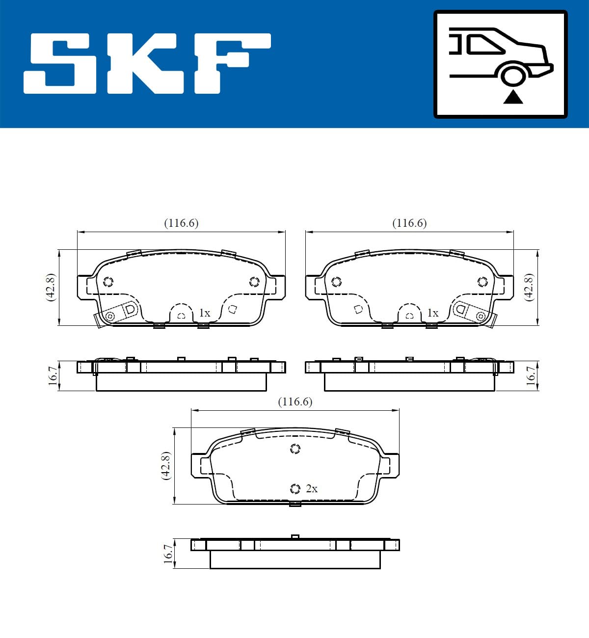 SKF Fren Balatası Arka Chevrolet Cruze 1.4 10, 1.6-1.8 09, 1.7 D 12, 1.7 Td 13, 2.0 Cdi 09, Opel Astra J 1.4-1.6 09-15, 1.4-16 T 09-15 1.3 CDTI 09-15, 1.7-2.0 CDTI 09-15 Vkbp 90033A - Vkbp 90033 A