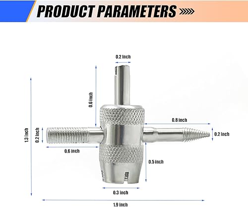 Miniatura 5 de gunhunt 6 destornilladores de desmontaje de reparación de núcleo de válvula, llave de núcleo de válvula cuatro en uno de metal, herramienta
