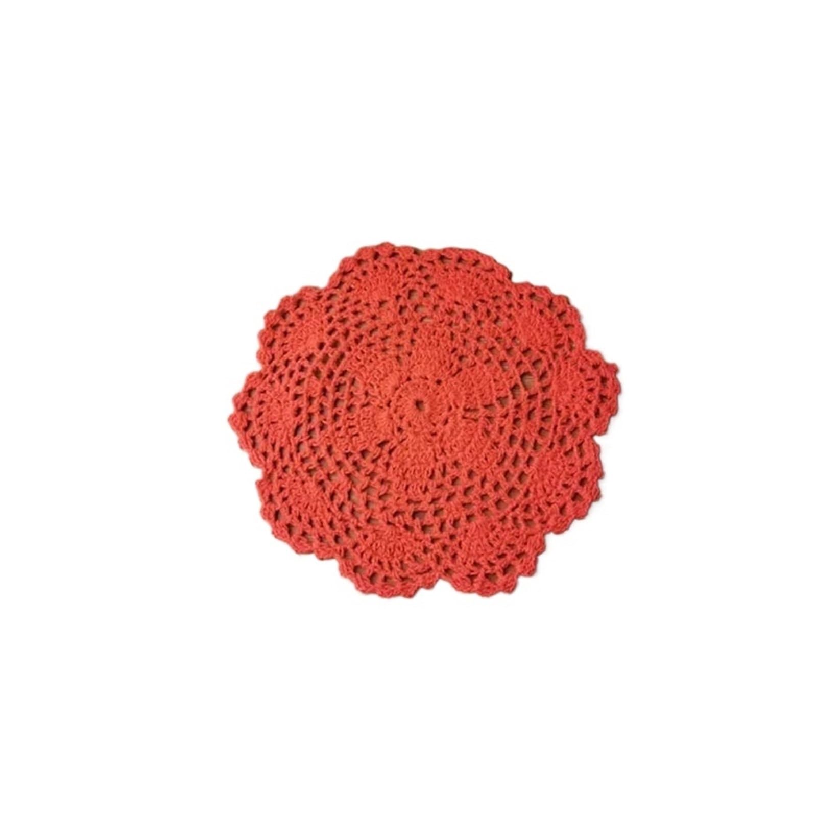 Lace Coasters Cotton Round Placemat Cup Coaster White Flower Lace Embroidery Table Mat Crochet Tea Coffee Doily Drink Pad Home Decor(Red)