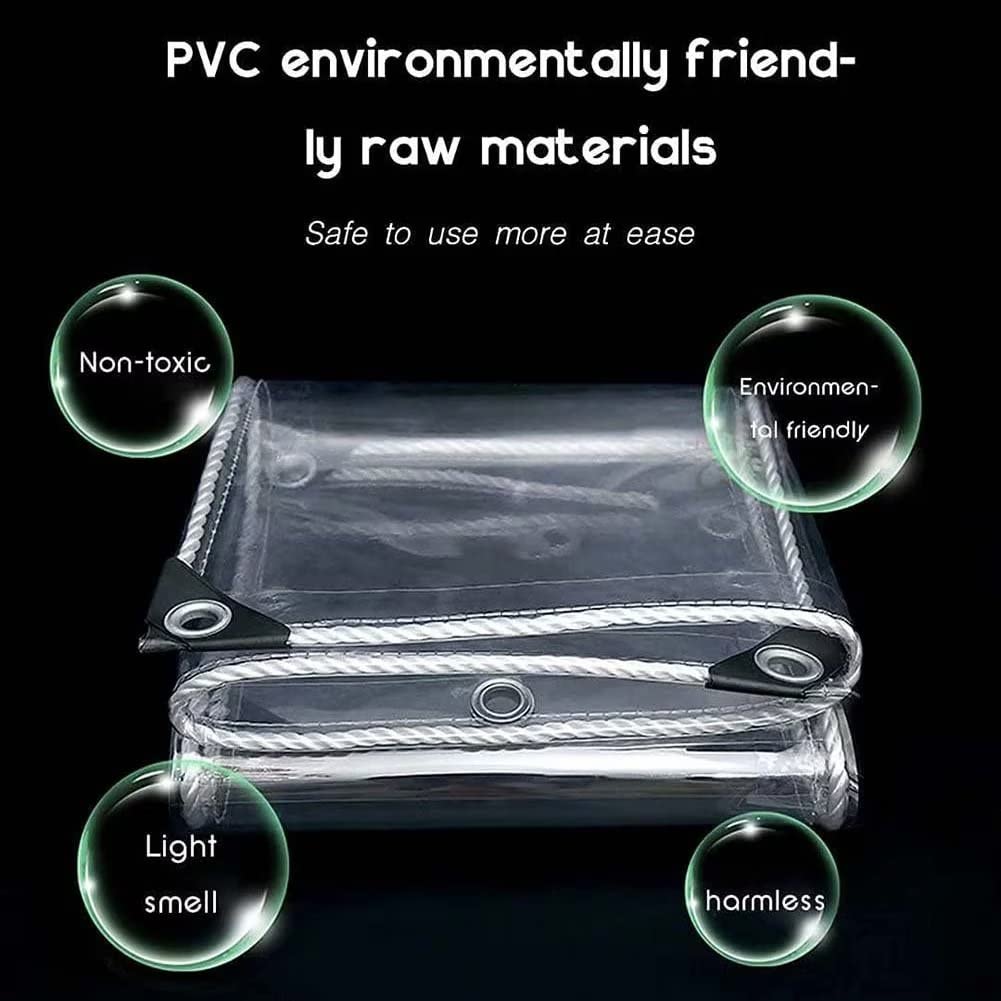 Telone Impermeabile Antipioggia per Esterno Telo PVC Rinforzato con Occhielli Copertura Trasparente 1.6m x 7.8m Protettivo per Giardino e Balcone Telone Resistente