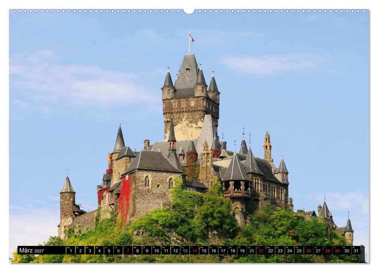 CALVENDO - Entlang der Mosel (Wandkalender 2027 DIN A2 quer), Monatskalender: Fotos von alten Burgen und Weinbergen entlang der Mosel begleiten Sie mit diesem Kalender durch das Jahr.