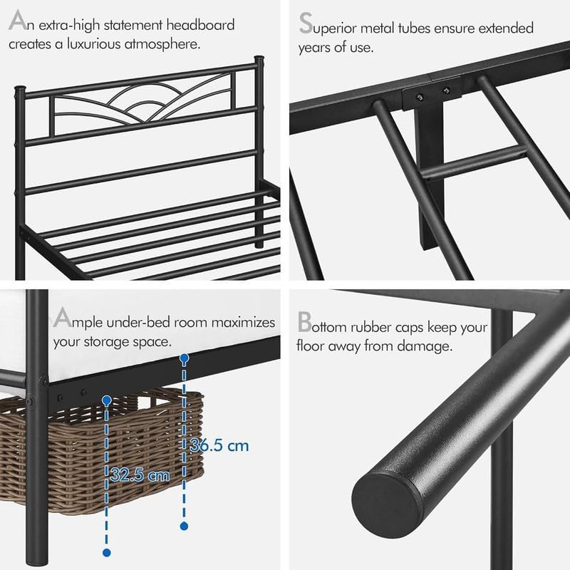 Image of Noah Extra Single Size Bed Frame Without Mattress (Aiden) - Durable and Sturdy Design, Ideal for Bedrooms, Guest Rooms, Small Spaces - Easy Assembly, Modern Style