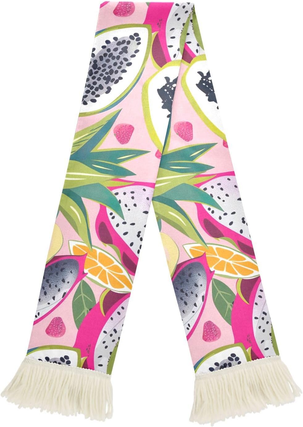 CHIFIGNO Tropical Fruits Pink Sports Fan Scarf Towel, Soft Quick Dry Polyester Rally Towel for Soccer Fans, Cheering Sweat Wipe Scarf