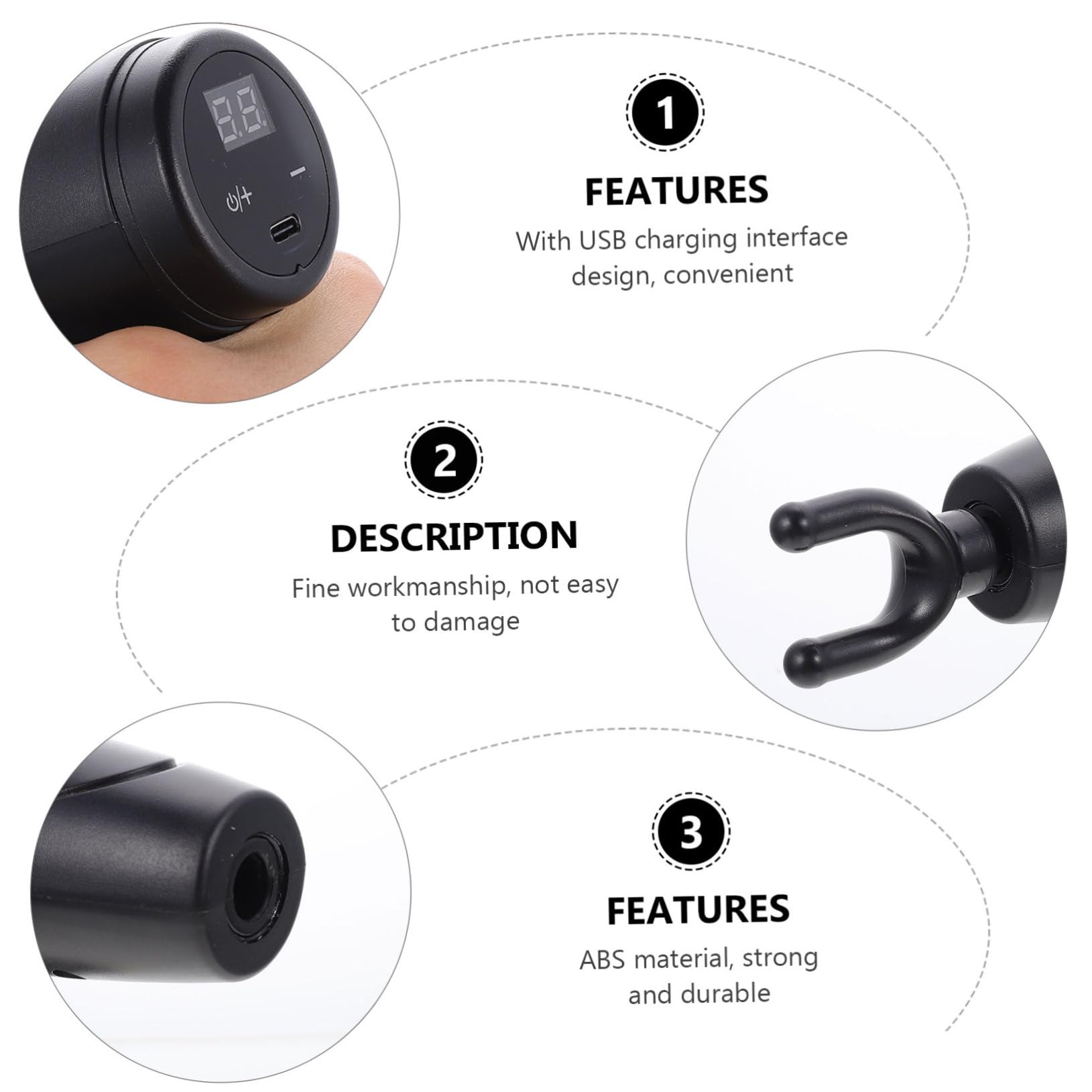 CALLARON Masajeador Corporal Doméstico 6 Niveles de Masaje Profundo, 4 Cabezales Intercambiables y Batería de 1200 Mah para Alivio Muscular en Espalda, Cuello y Piernas