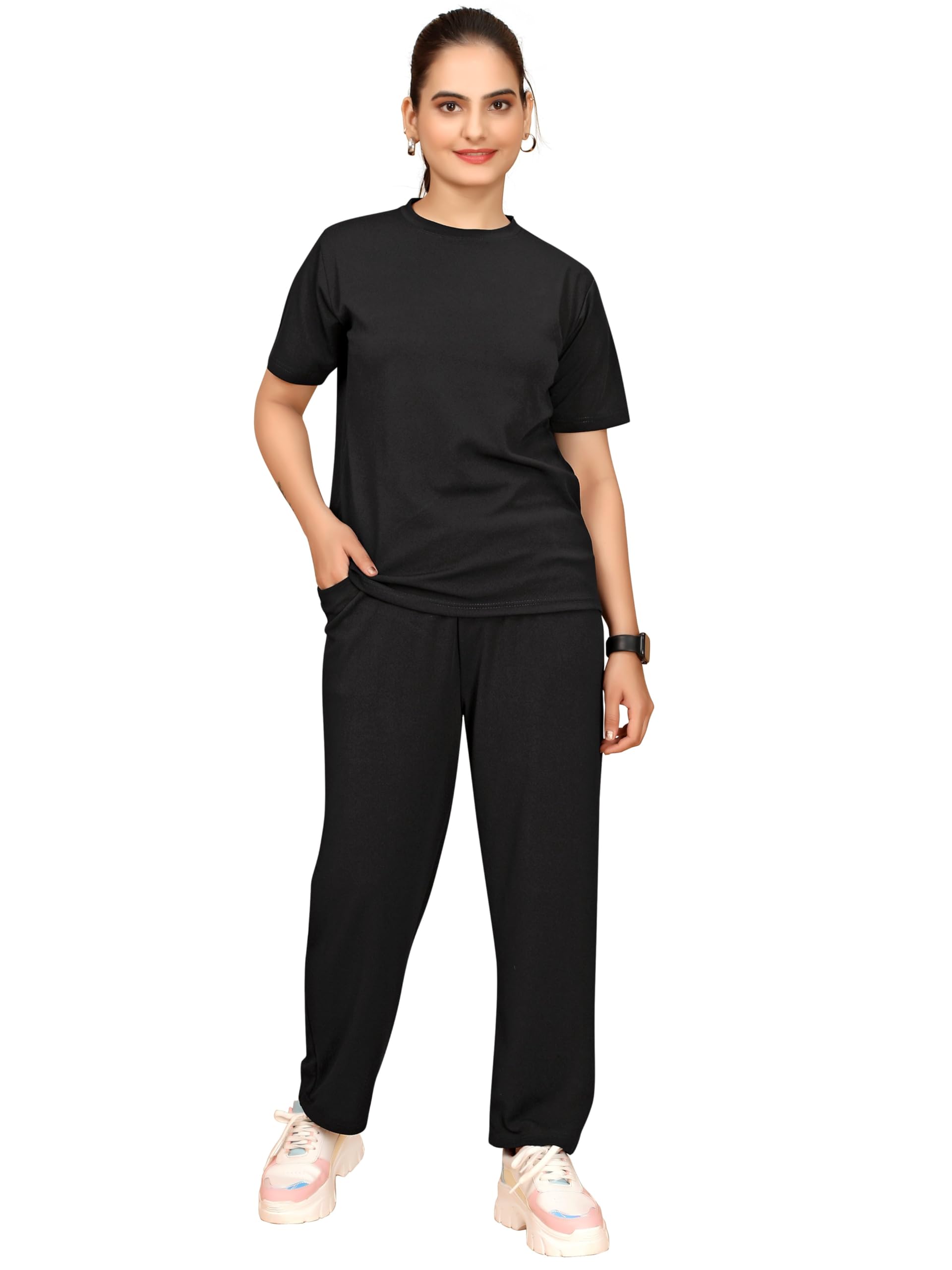 dadx Women's Printed Polyester Lycra Tracksuit Set, Lightweight Stretchable Tracksuit Suit and Gym Outfit with Side Pockets-picture-22