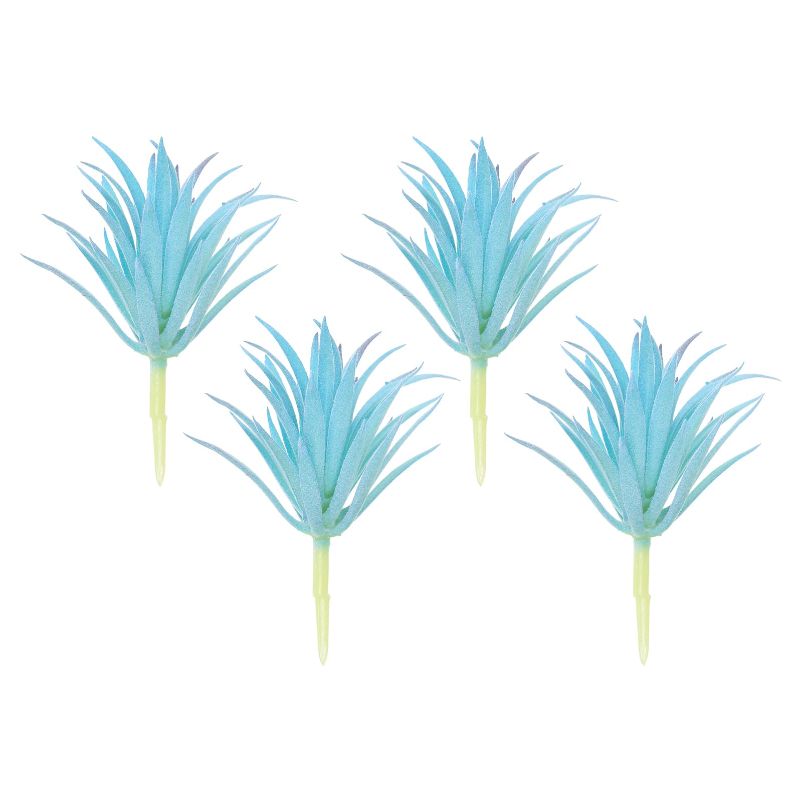 Succulentes artificielles bleues PATIKIL : lot de 4 petites plantes non potées réalistes