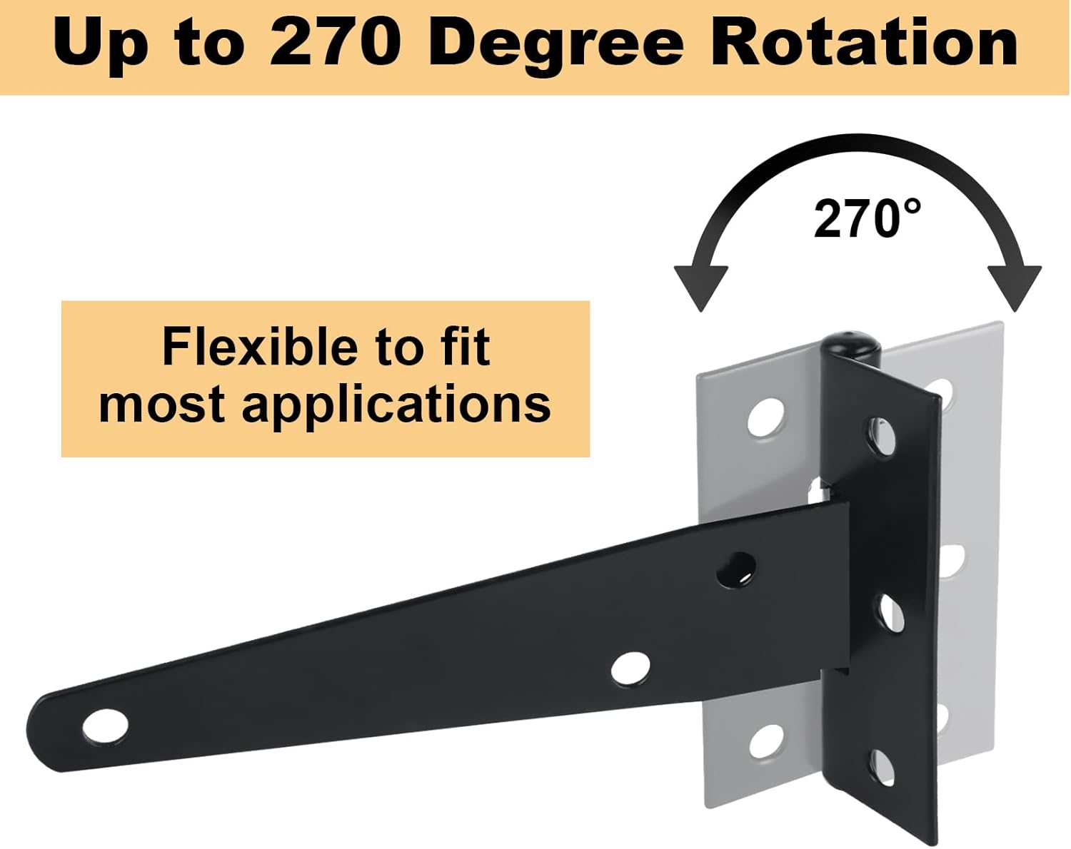 14 Pack 4 Inch T Hinge Heavy Duty Shed Door Hinges Gate Strap Black Tee Hinge for Wooden Fences, Yard, Barn Door Gates