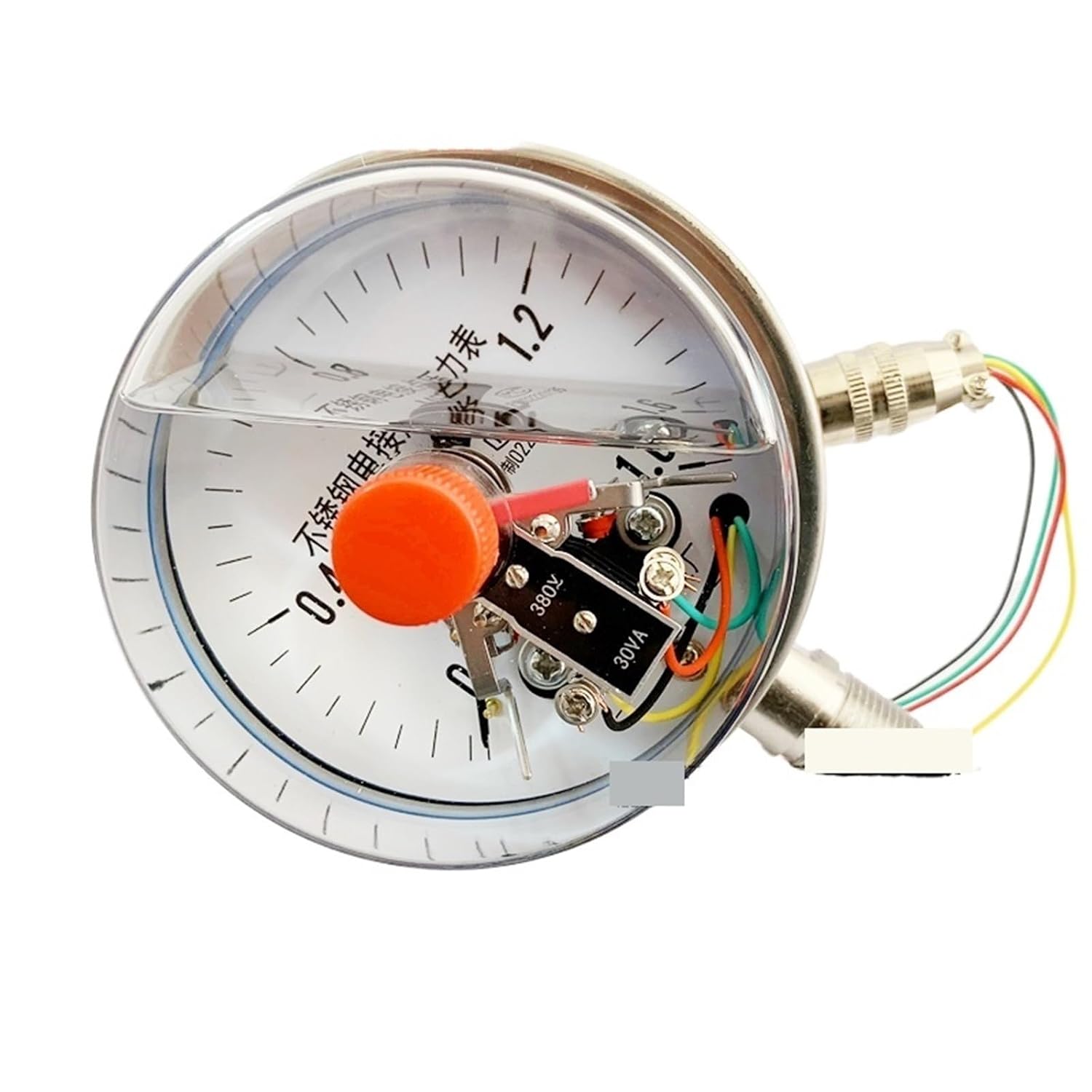 1pc All Stainless Steel Shockproof Electric Contact Pressure Gauge YNXC-100BF 1.6MPa Shockproof and Anti-Seismic Gauge(0-40Mpa)