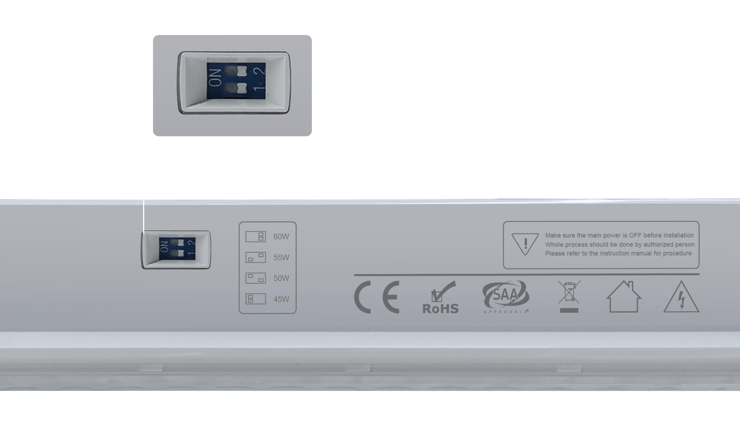Lampada Lineare 60W 150 cm a Binario Trifase Bianco Luce e Potenza Regolabile