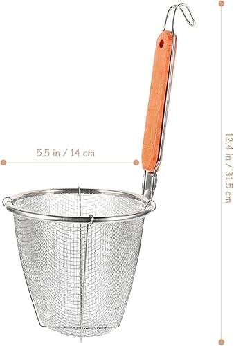 Miniatura 3 de Angoily Colador de pasta, 4 cestas de malla para pasta con mango de madera, colador de araña de acero inoxidable, colador de fideos, cesta para