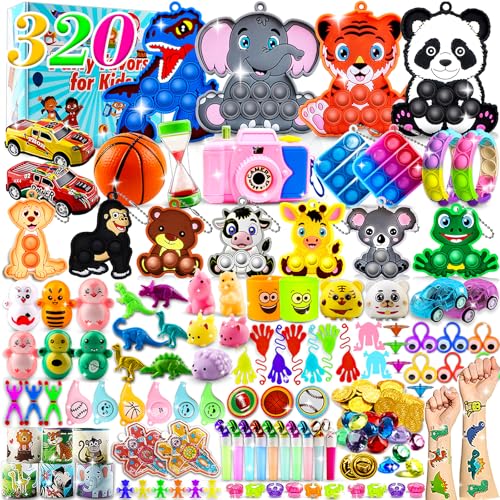 320PCS Party Favors for Kids Fidget Toys,Treasure Box Toys for Classroom,Birthday Party Favors Goodie Bags Stuffers for Kids,Pinata Stuffers,Carnival Prizes,Fidgets for Classroom Prizes