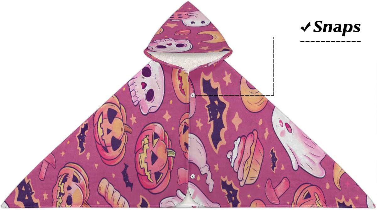 Pardick Halloween Festivals Kids Bath Towel Beach Towel with Hood Pool Cover Up for Girls Boys Soft Absorbent Hooded Bath Towel Toddler Towels for Beach, Pool